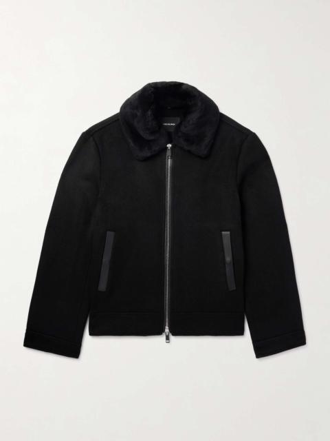 Yves Salomon Leather and Shearling-Trimmed Wool and Cashmere-Blend Jacket