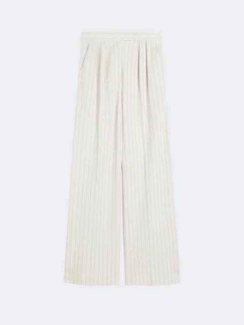 Max Mara OSSO Wide-fit pinstripe piqué jersey trousers - WHITE