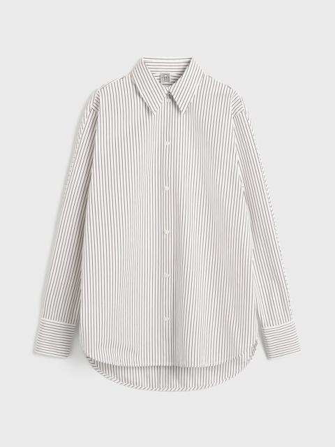 Kimono-sleeve poplin shirt white/brown