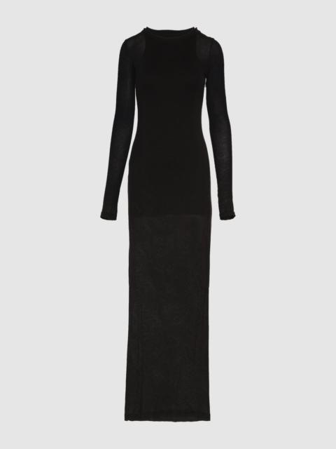 7 For All Mankind Sheer Long Sleeve Maxi Dress in Black