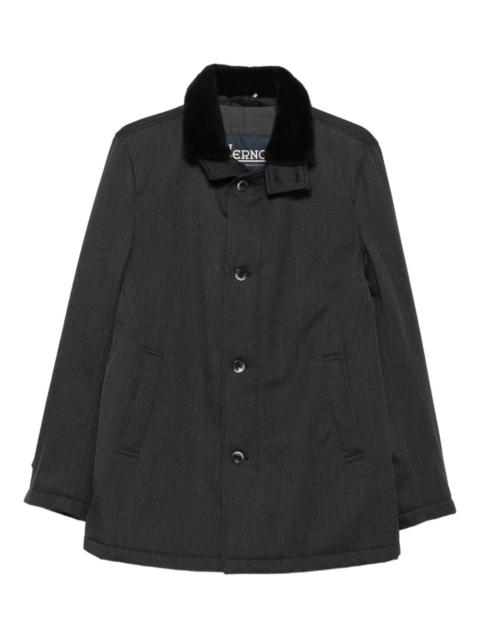 velvet-collared button coat