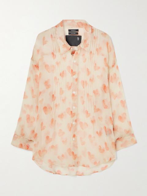R13 Pintucked Printed Silk Shirt