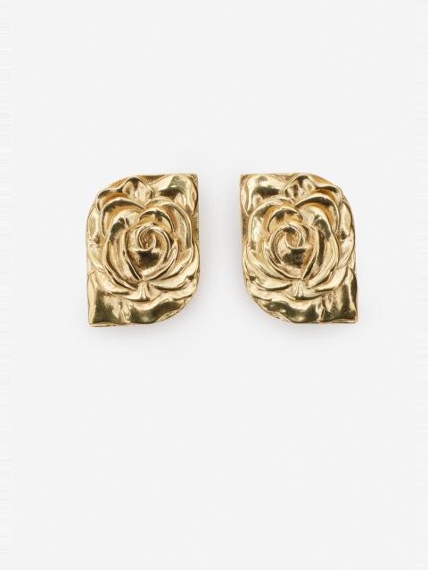 MAGDA BUTRYM Rose-embossed stud earrings in gold