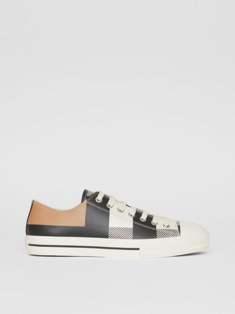 Check Print Leather Sneakers