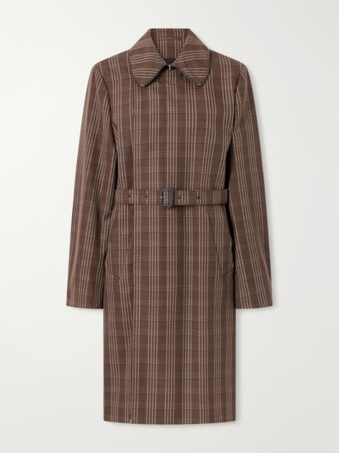 WALES BONNER Linear Belted Checked Wool-canvas Coat