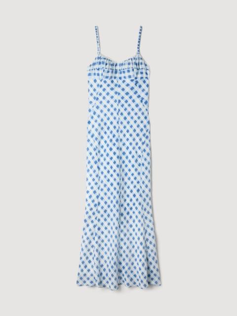 Sandro GINGHAM LINEN MAXI DRESS