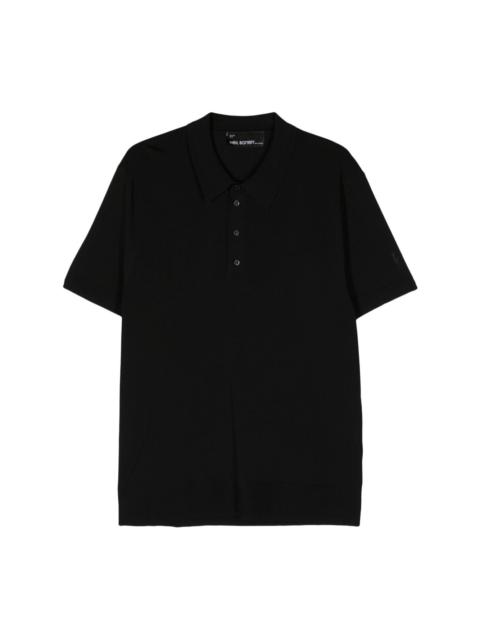 logo-embroidered fine-knit polo shirt