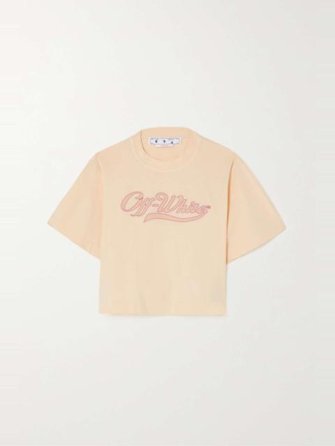 Off-White Cropped appliquéd cotton-jersey T-shirt