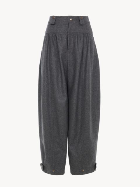 Chloé HIGH-RISE BARREL PANTS IN WOOL & CASHMERE FLANNEL