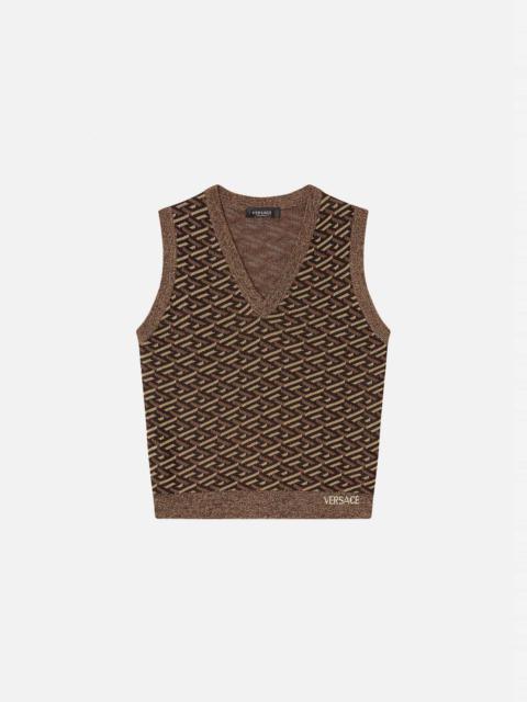 VERSACE La Greca Metallic Jacquard Vest