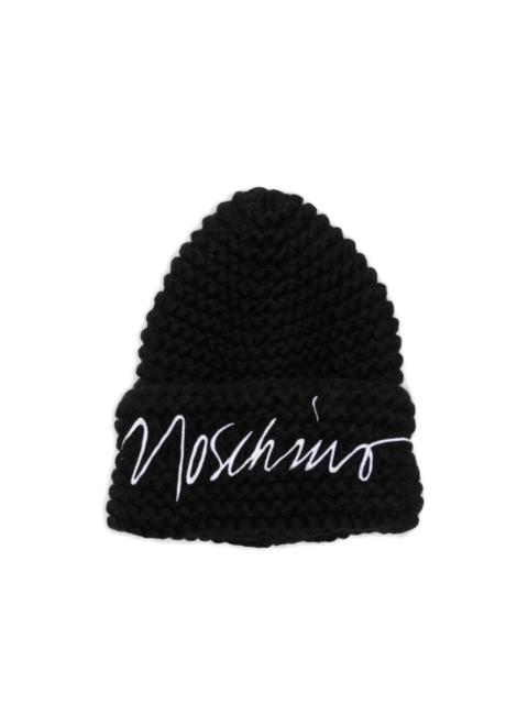 Moschino logo-embroidered beanie