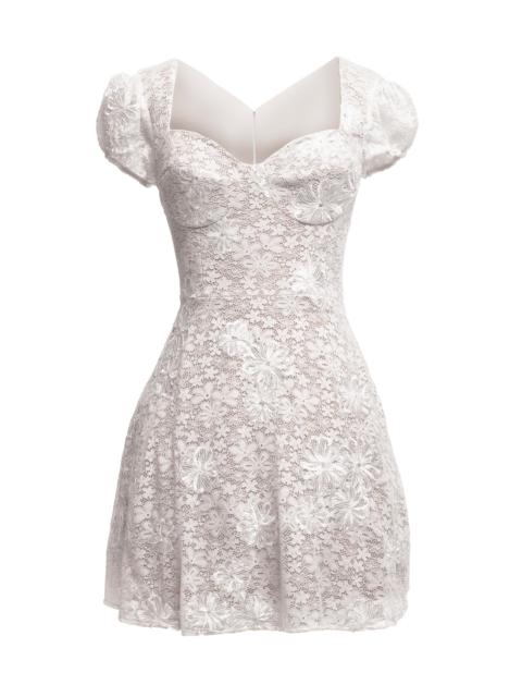 Dress The Population Women's Marissa Puff-Sleeve Lace Minidress - White Beige