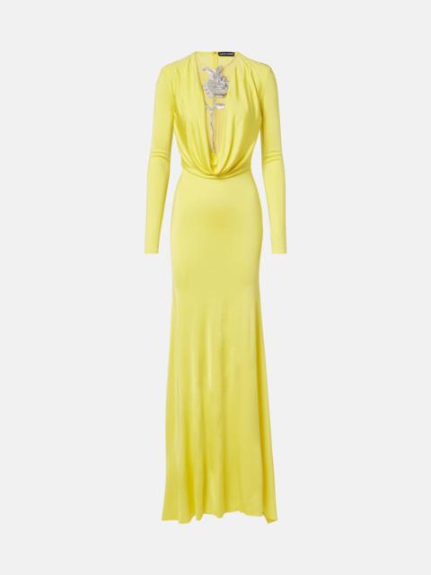 David Koma Embellished jersey gown