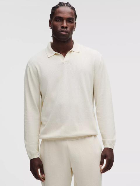 lululemon Cotton-Blend Knit Long-Sleeve Polo Shirt