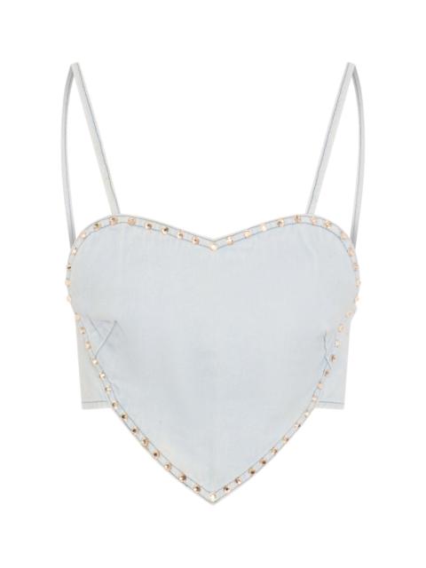 ONE TEASPOON Denim Heart Backless Crop Top - Le Surf Blue