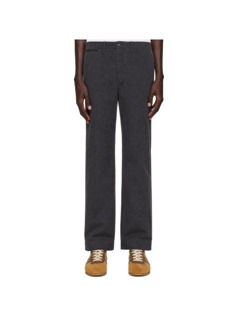 RRL by Ralph Lauren Gray Herringbone Cotton Trousers