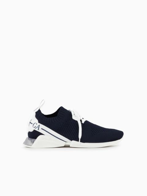 GIORGIO ARMANI Lace-up fabric sneakers with leather details