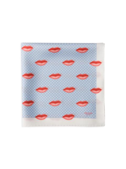 Prada Women's Printed Silk Twill Scarf - Blue