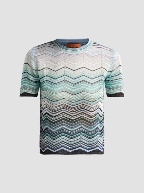Missoni Women's Chevron Crewneck Knit Top - Turquoise Tones