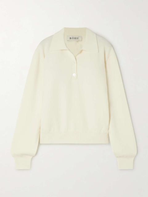 RÓHE Merino wool and cashmere-blend polo sweater Off-white