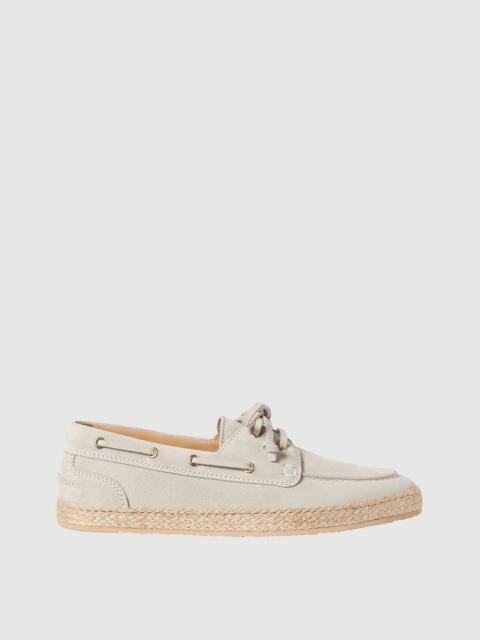 Brunello Cucinelli Suede boat shoes with rope insert