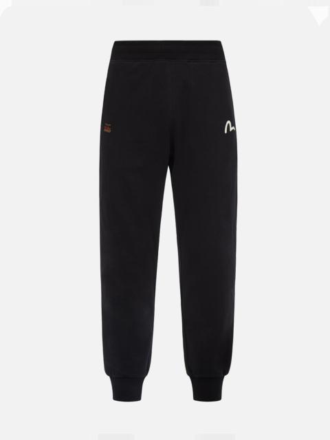 EVISU LOGO AND SLOGAN PRINT SWEATPANTS