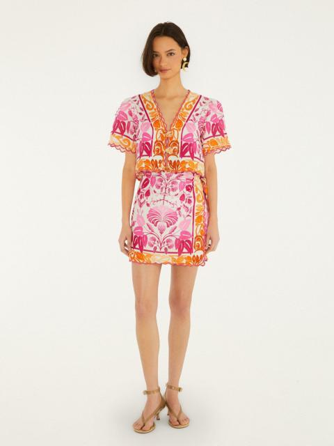 FARM RIO Off-White Santorini Euroflax Premium Linen Mini Skirt