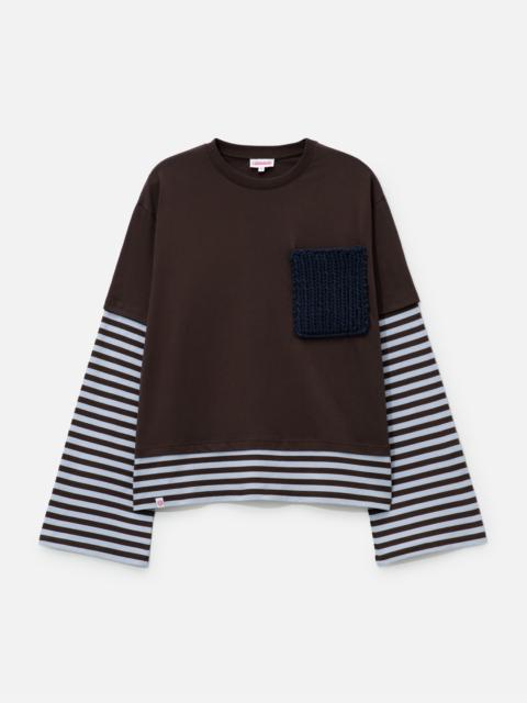 CHARLES JEFFREY LOVERBOY LONG SLEEVE 2-IN-1 TEE WITH KNIT PATCH