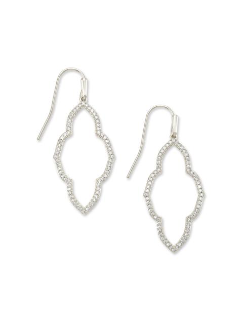 KENDRA SCOTT Abbie Silver Small Open Frame Earrings in White Crystal