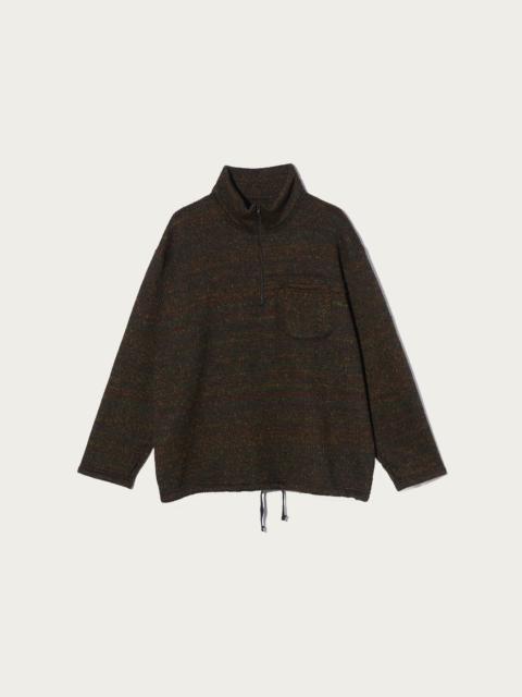 Engineered Garments Zip Mock Neck - Brown Wool Poly Nep Sweater Knit