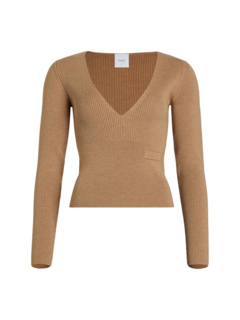 V-neck ribbed sweater