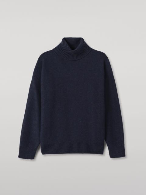 Johnstons of Elgin Maggie Reverse Stitch Navy Cashmere Jumper
