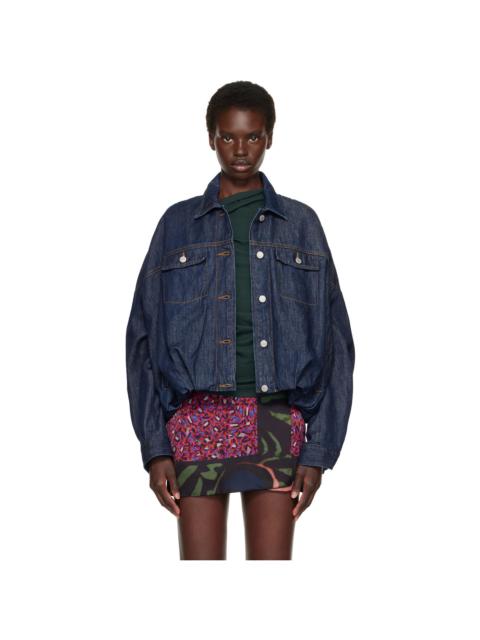 Dries Van Noten Navy Dropped Shoulder Denim Jacket
