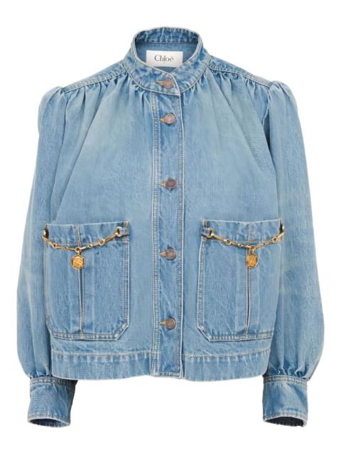 Chloé gathered-detail denim jacket