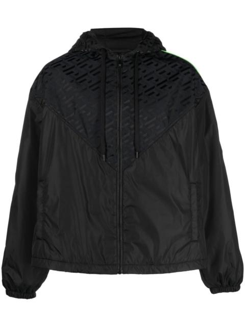 VERSACE panelled logo-print track jacket