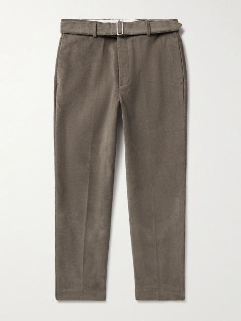 OFFICINE GÉNÉRALE Hoche Slim-Fit Straight-Leg Belted Cotton-Blend Corduroy Trousers Taupe