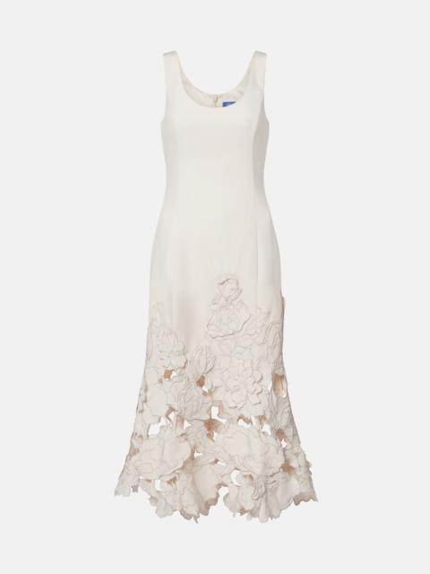 LEO LIN Floral-appliqué midi dress