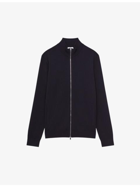 REISS Hampshire funnel-neck zip-through merino-wool cardigan