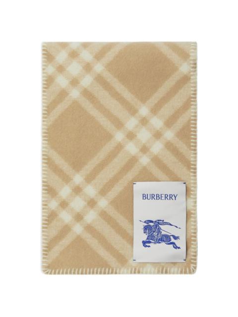 Burberry logo-patch checked wool scarf