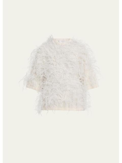 MICHAEL KORS COLLECTION Sequin & Feather Cashmere Sweater