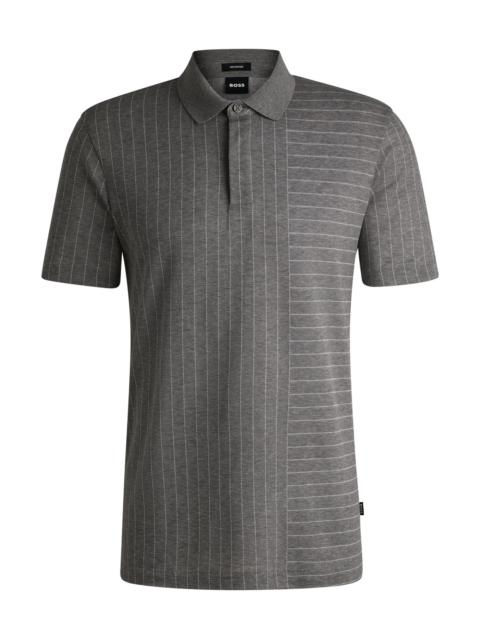 BOSS MERCERIZED-COTTON POLO SHIRT WITH MIXED STRIPES