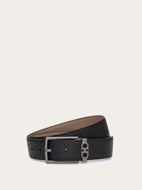 FERRAGAMO Reversible and adjustable belt with rectangular buckle