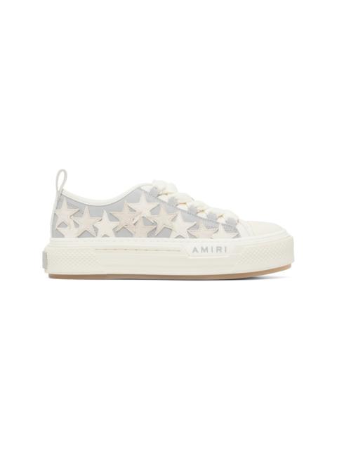 White & Grey Stars Court Low Sneakers