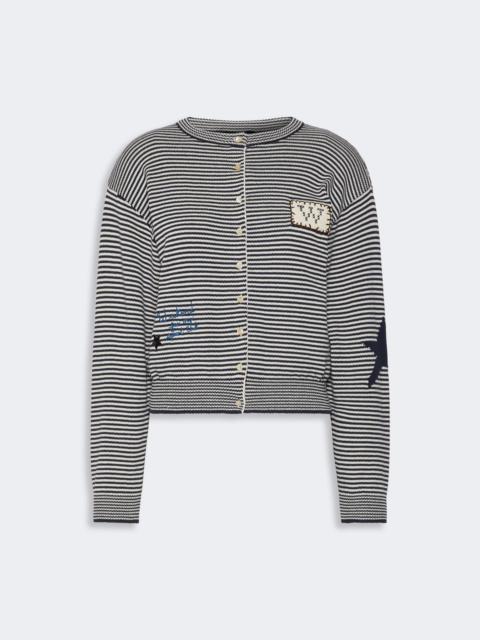 WEEKEND Max Mara TEIERA Inlay-detail cotton yarn cardigan - NAVY