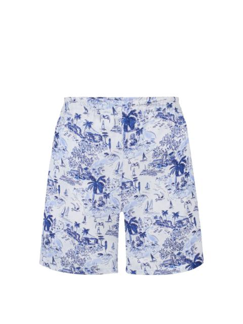 Riviera sketch-print linen shorts