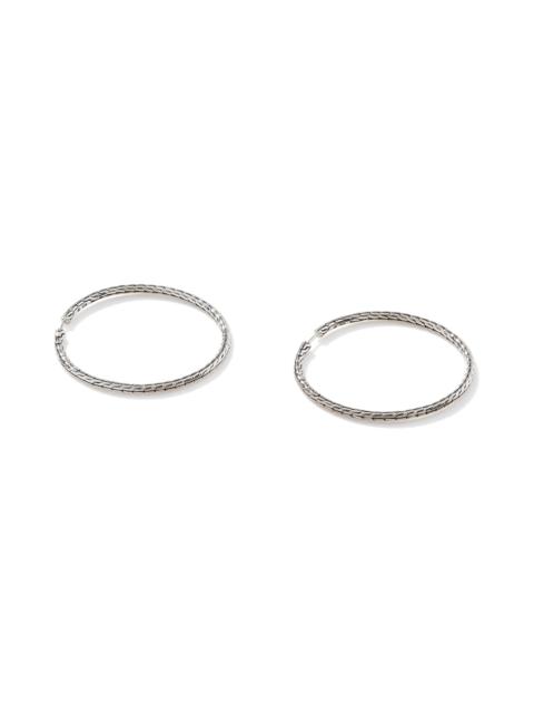 JOHN HARDY John Hardy Carved Chain Hoop Earrings, Silver, 50mm