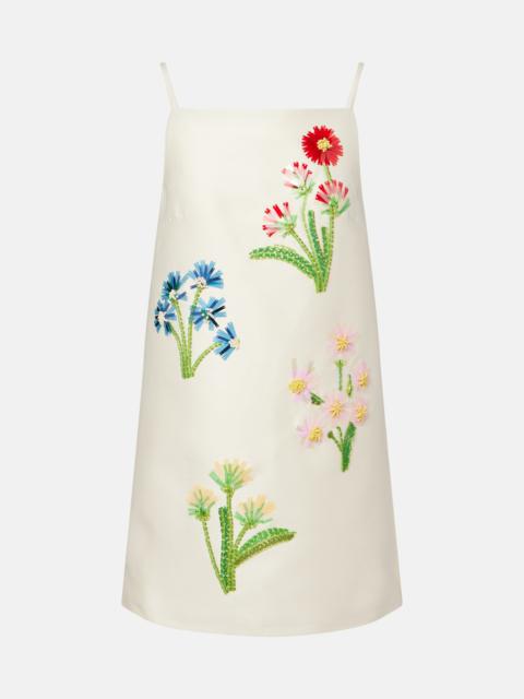 LEO LIN Leia embellished wool and silk minidress