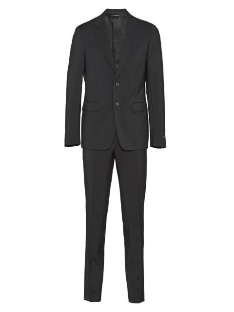 Prada Men's Single Breasted Wool and Mohair Suit - Black