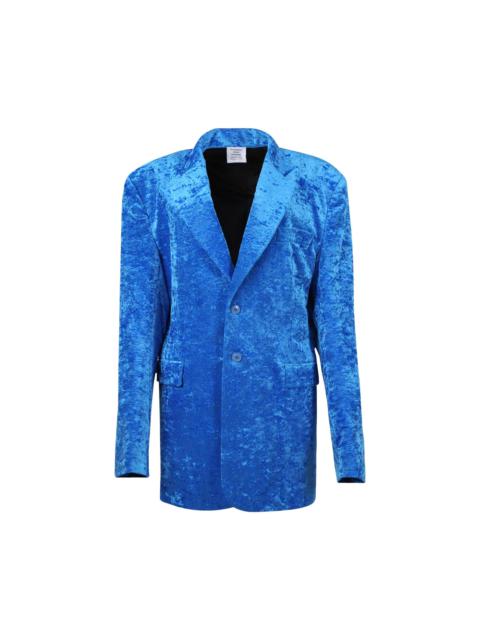 VETEMENTS Vetements Boxy Single Breasted Velvet Tailored Jacket 'Blue'