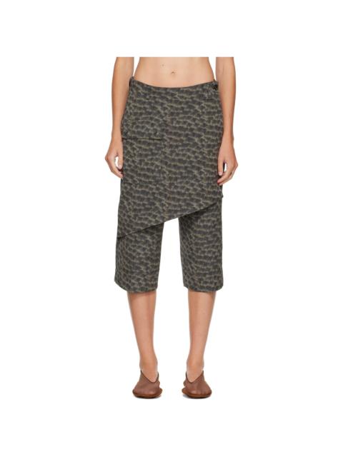 Kiko Kostadinov Gray Linnet Wrap Culottes Shorts